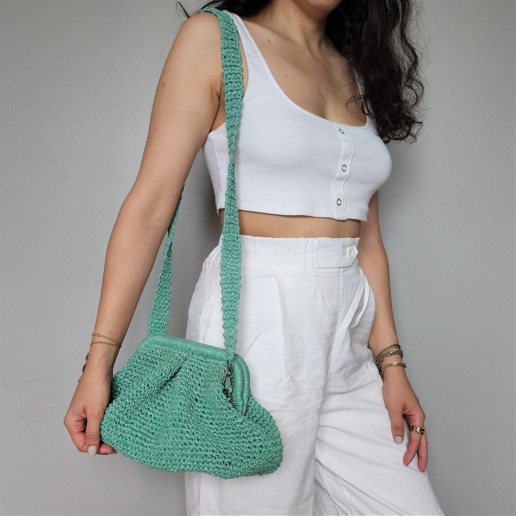 Colorful Crochet Straw Bag Strap - Crossbody Shoulder - THERAFFIAYSL