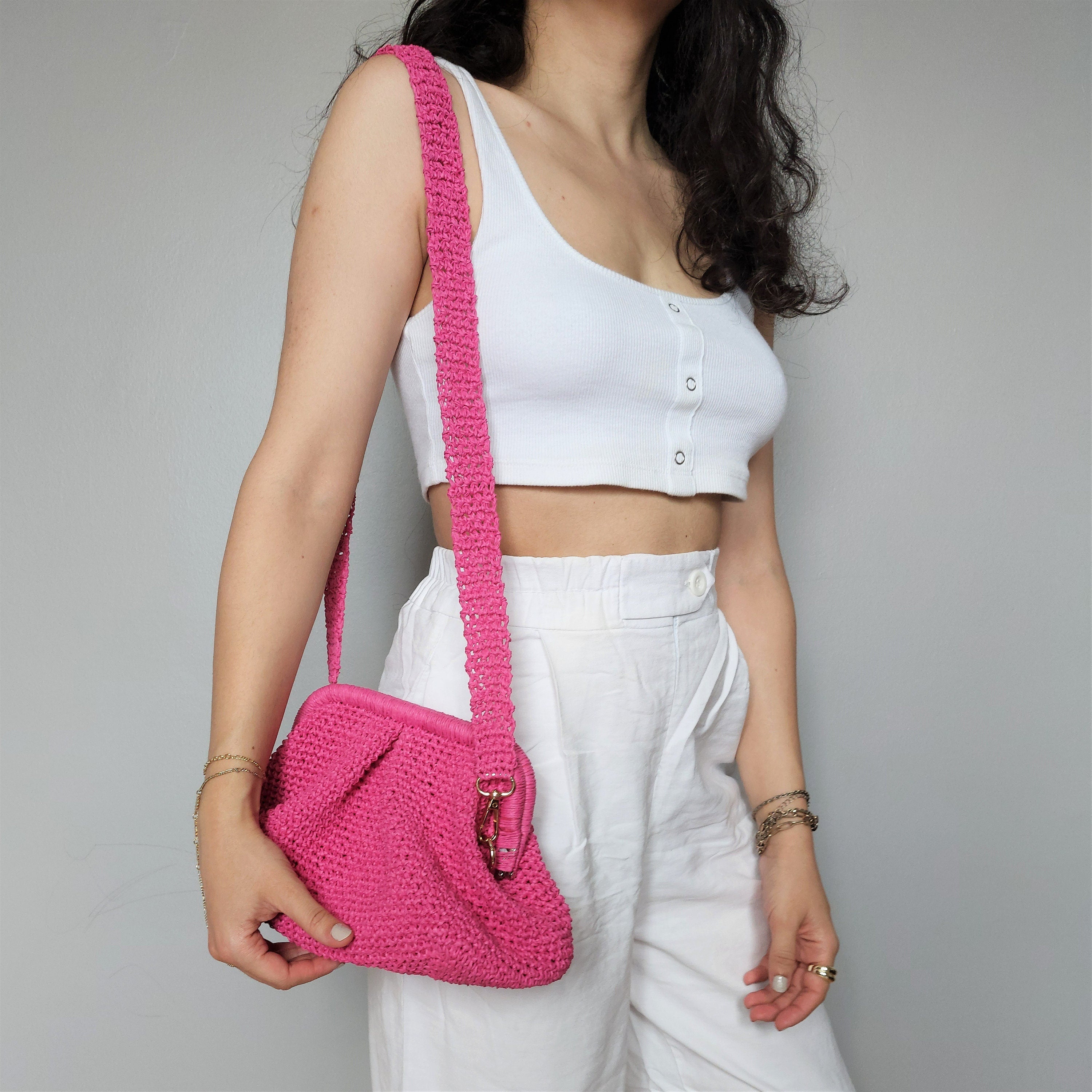 Colorful Crochet Straw Bag Strap - Crossbody Shoulder - THERAFFIAYSL