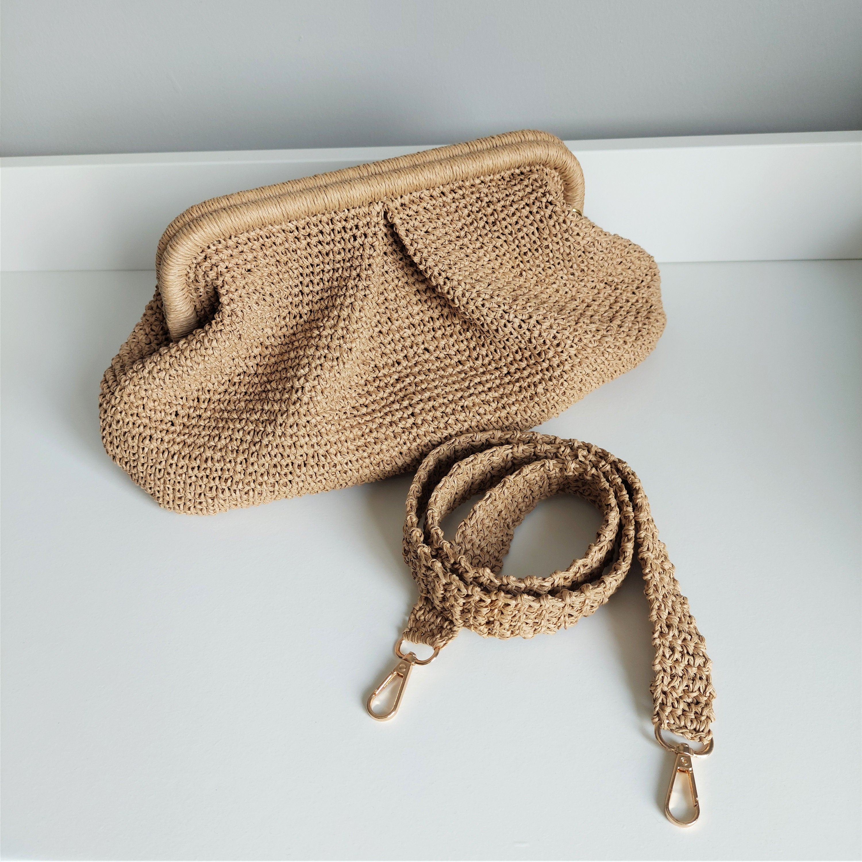 Colorful Crochet Straw Bag Strap - Crossbody Shoulder - THERAFFIAYSL