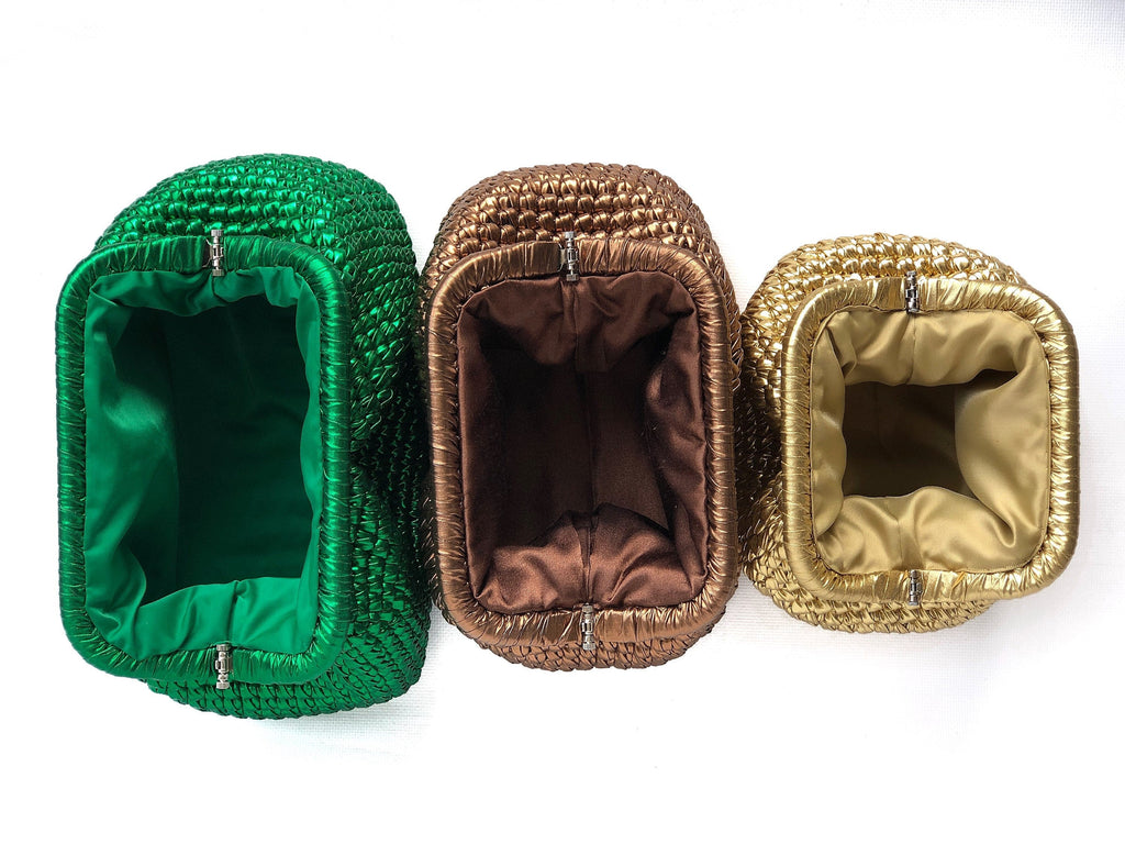 Crochet Metallic Raffia Clutch - Evening Knitted Pouch - THERAFFIAYSL