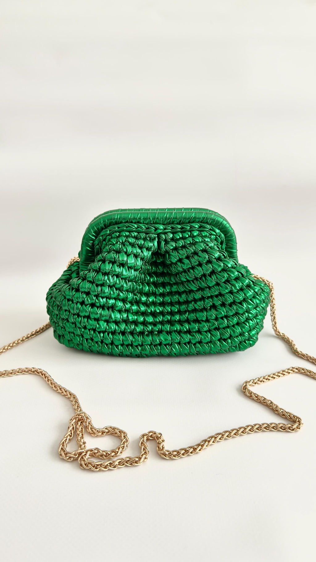 Crochet Metallic Raffia Clutch - Evening Knitted Pouch - THERAFFIAYSL