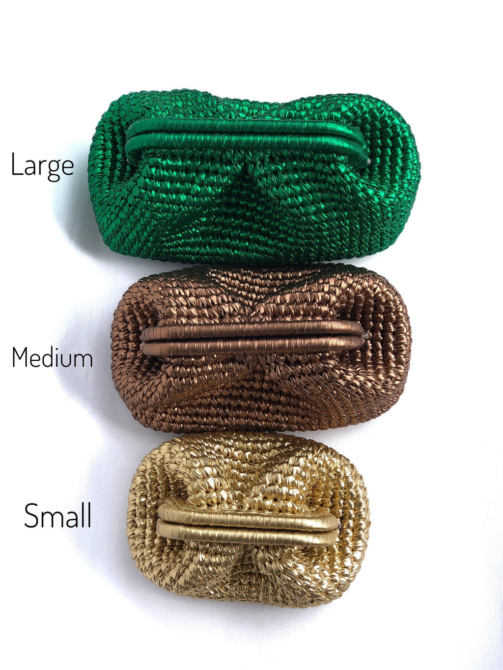 Crochet Metallic Raffia Clutch - Evening Knitted Pouch - THERAFFIAYSL