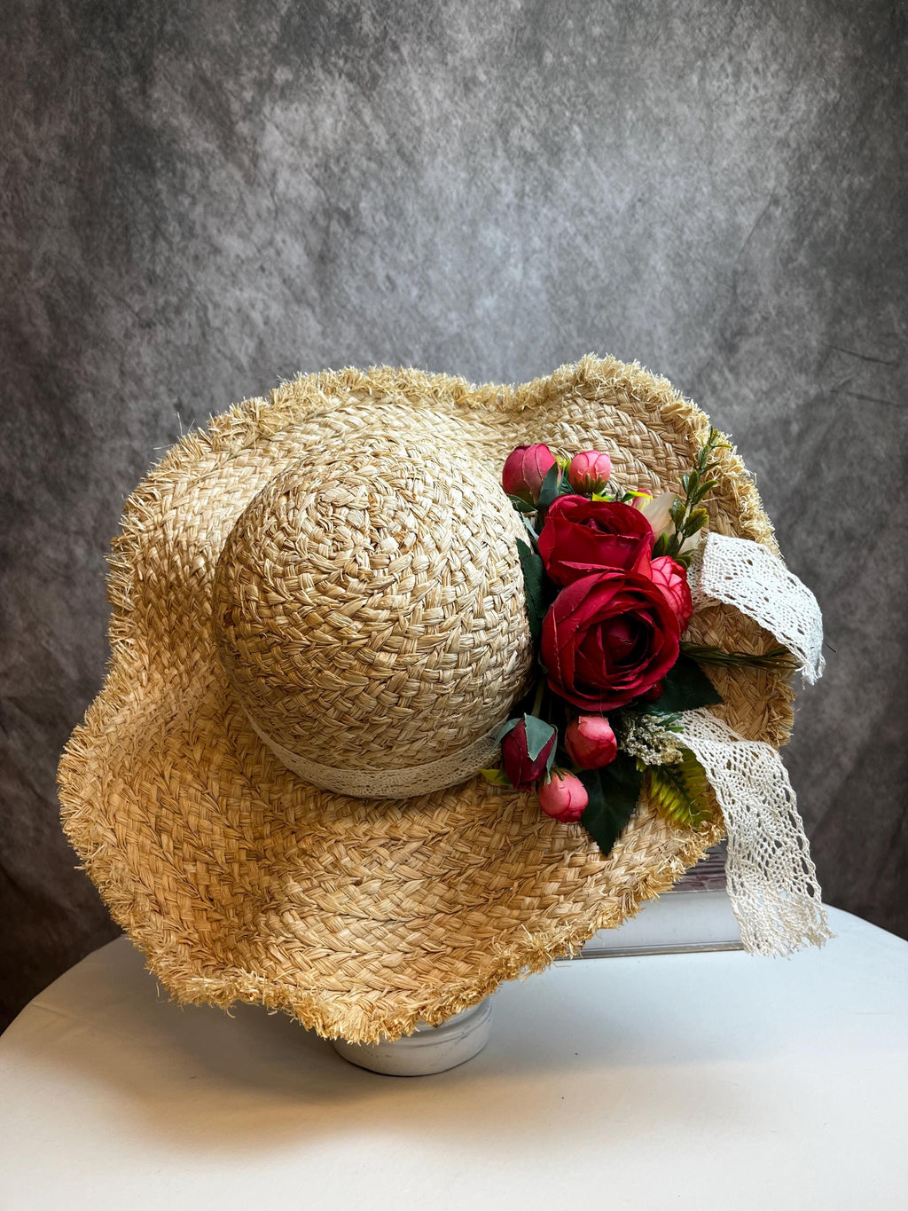 French Wave Brim Raffia Hat - Floral Sun Hat for Women - THERAFFIAYSL