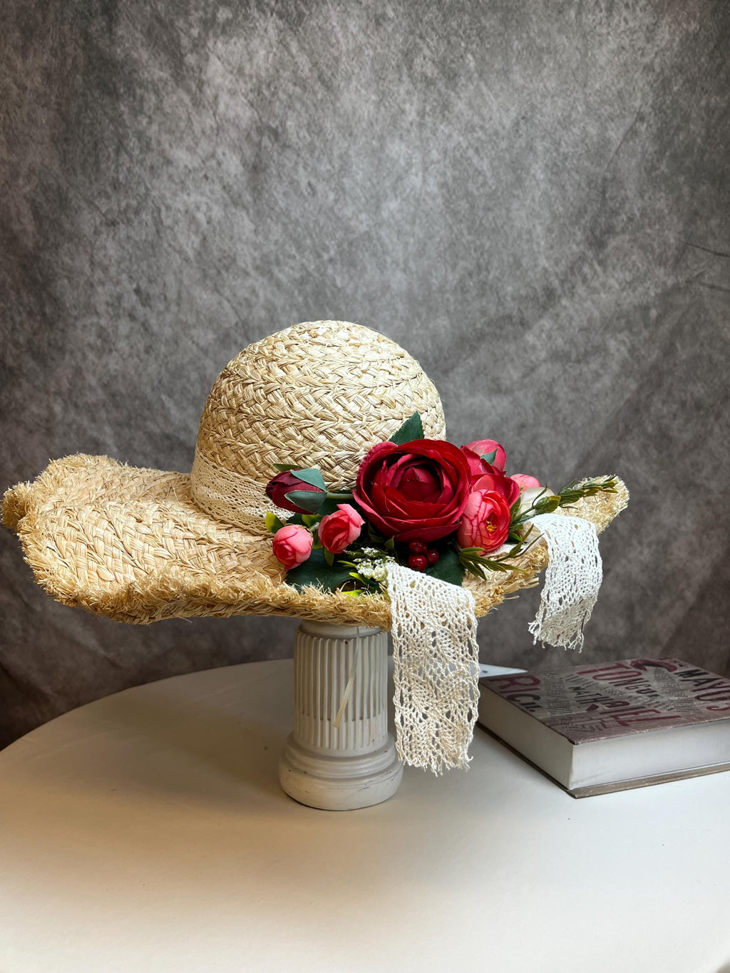 French Wave Brim Raffia Hat - Floral Sun Hat for Women - THERAFFIAYSL