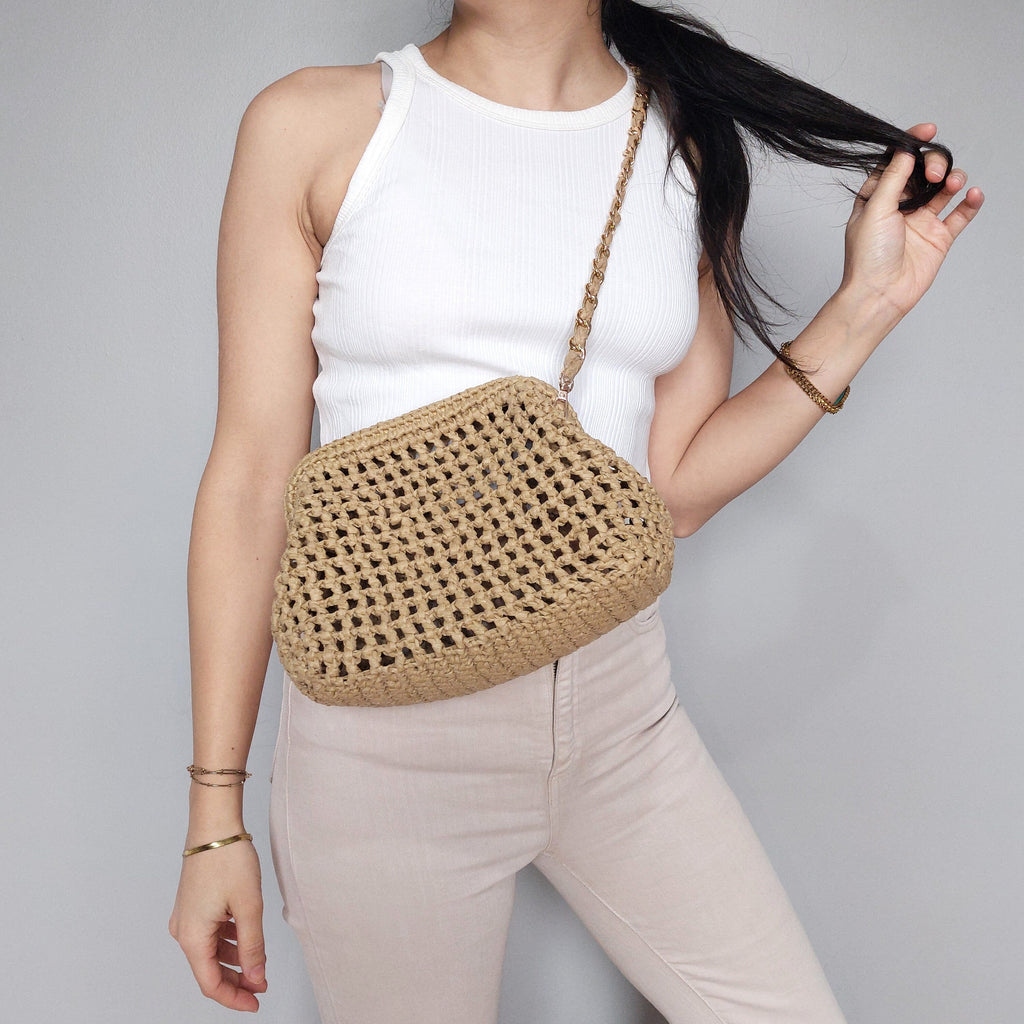 Mesh Straw Raffia Shoulder Bag - Summer Beach Tote - THERAFFIAYSL