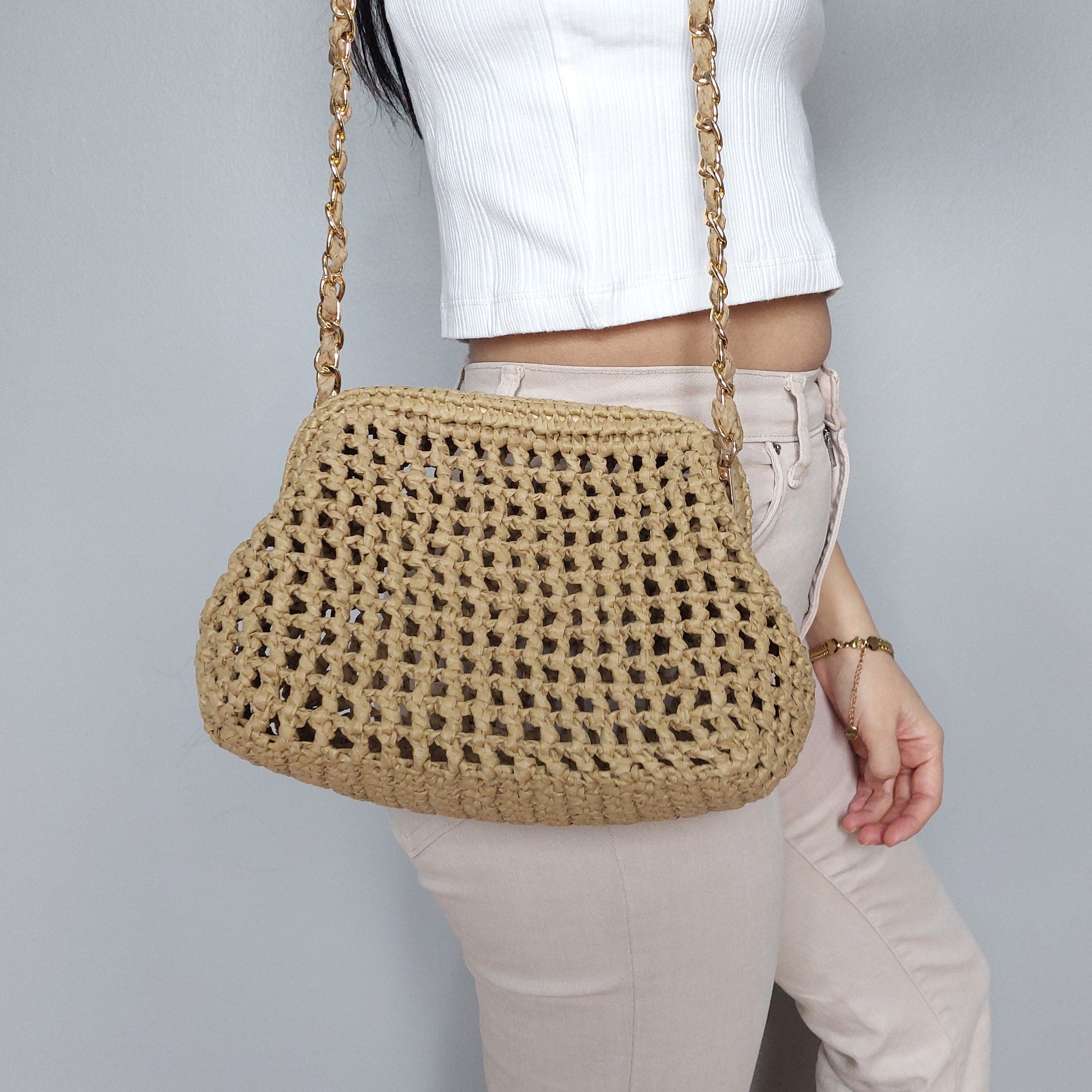 Mesh Straw Raffia Shoulder Bag - Summer Beach Tote - THERAFFIAYSL