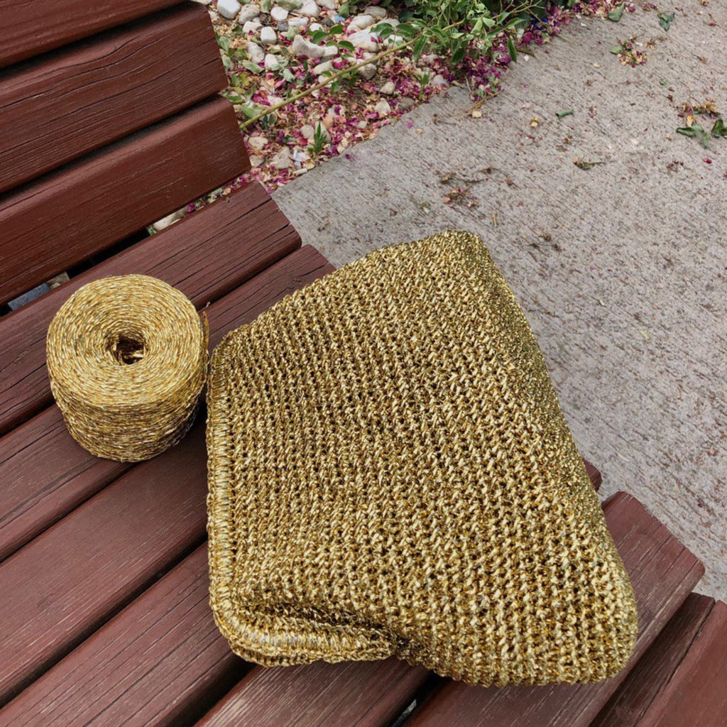Metallic Gold Raffia Clutch - Luxury Evening Handbag - THERAFFIAYSL