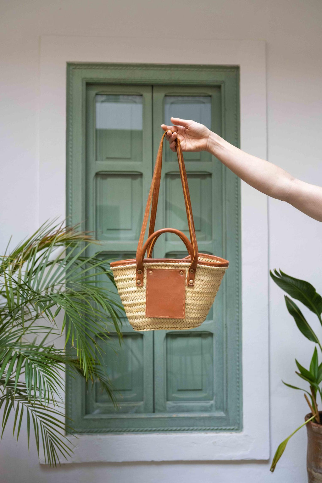 Mini Raffia Tote - Leather Convertible Market Bag - THERAFFIAYSL