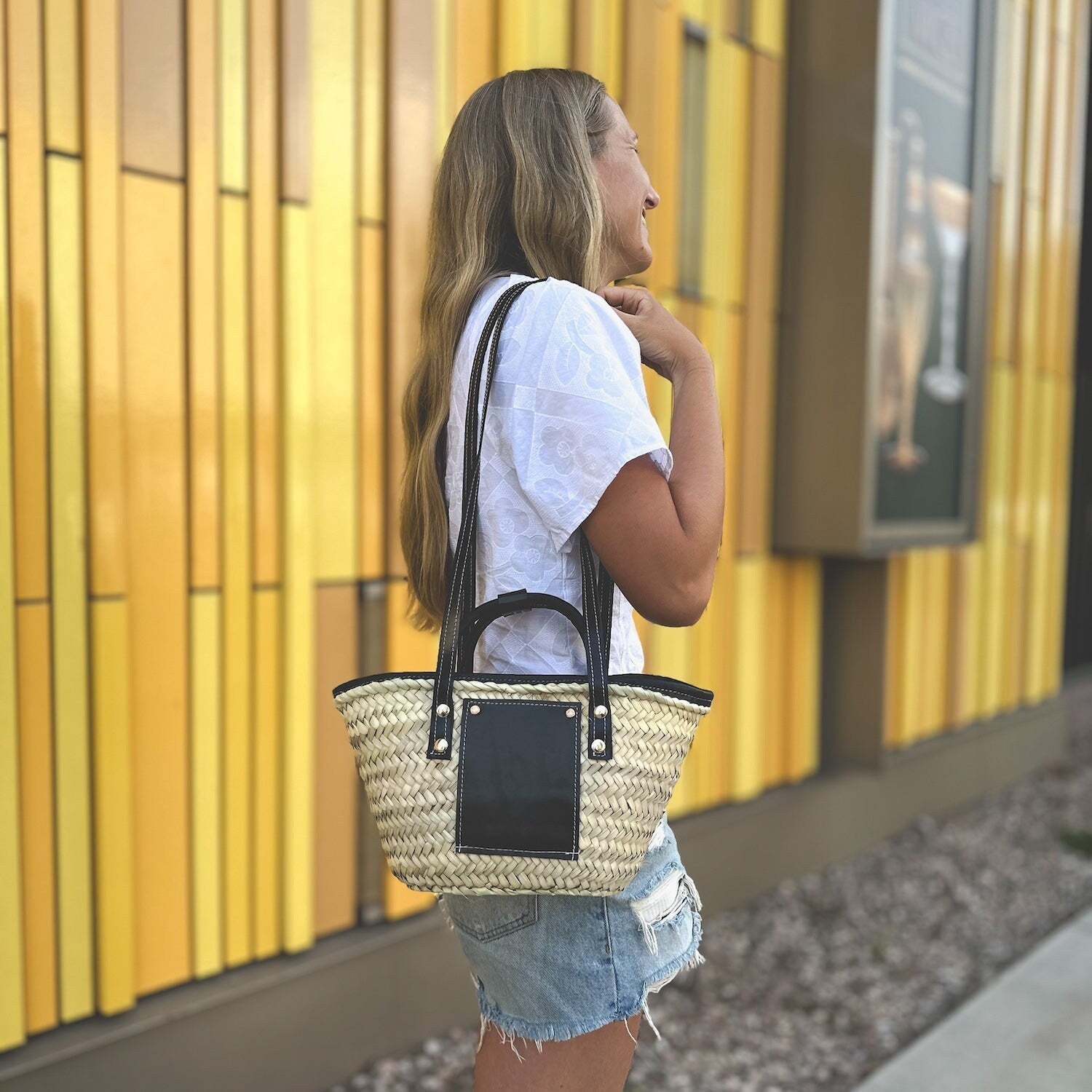 Mini Raffia Tote - Leather Convertible Market Bag - THERAFFIAYSL