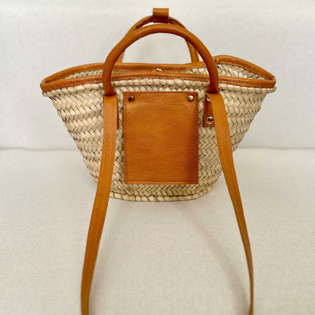 Mini Raffia Tote - Leather Convertible Market Bag - THERAFFIAYSL