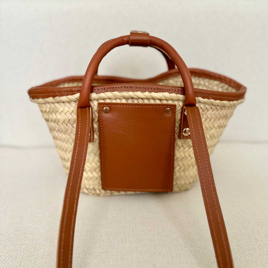 Mini Raffia Tote - Leather Convertible Market Bag - THERAFFIAYSL