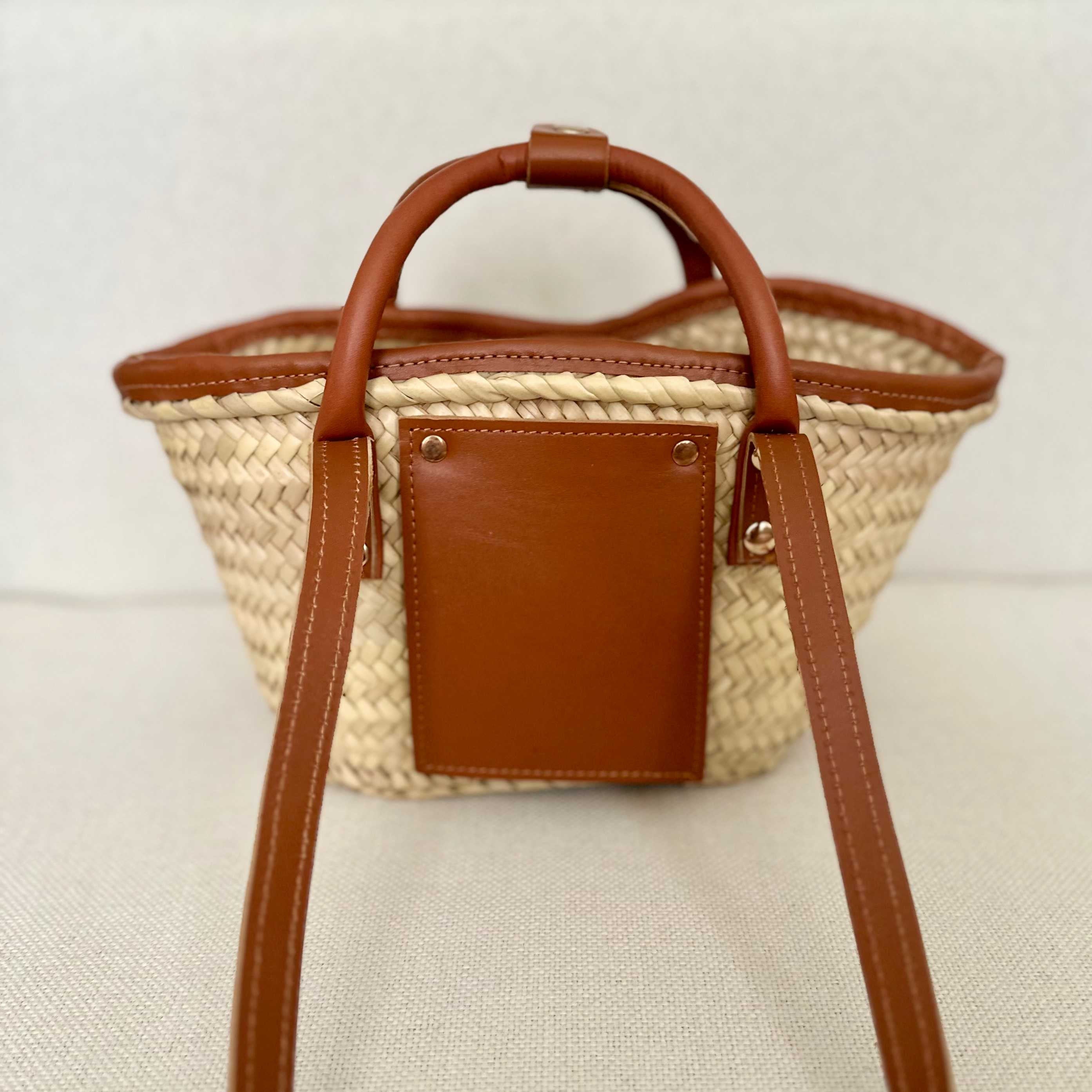 Mini Raffia Tote - Leather Convertible Market Bag - THERAFFIAYSL