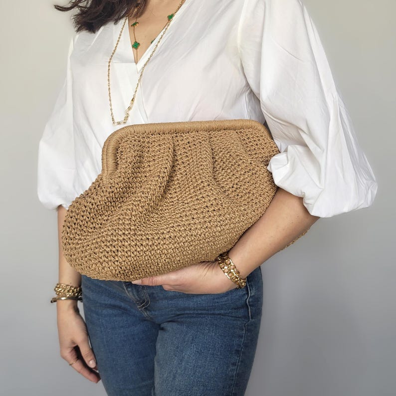 Raffia Crochet Clutch - Handmade Evening Purse - THERAFFIAYSL