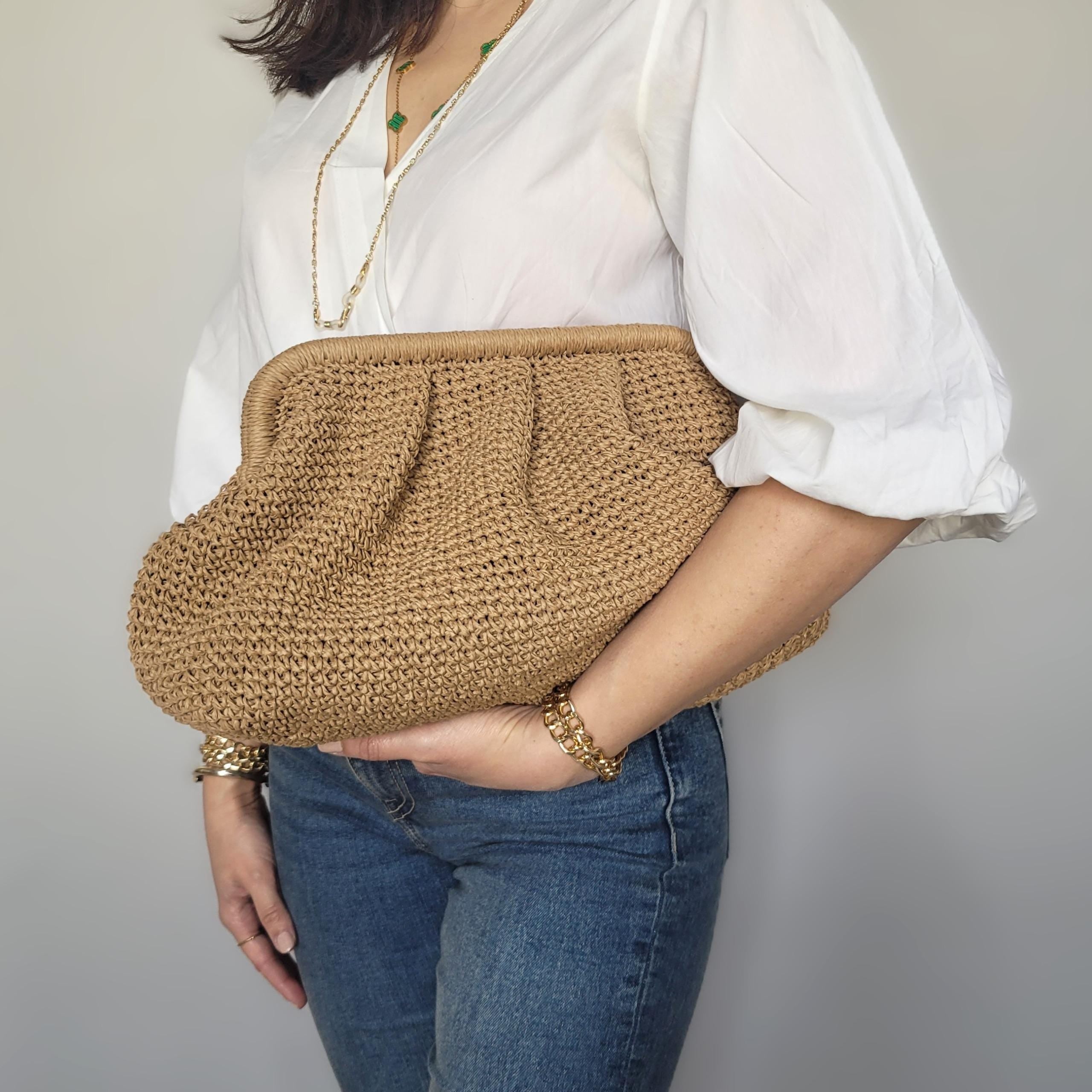 Raffia Crochet Clutch - Handmade Evening Purse - THERAFFIAYSL