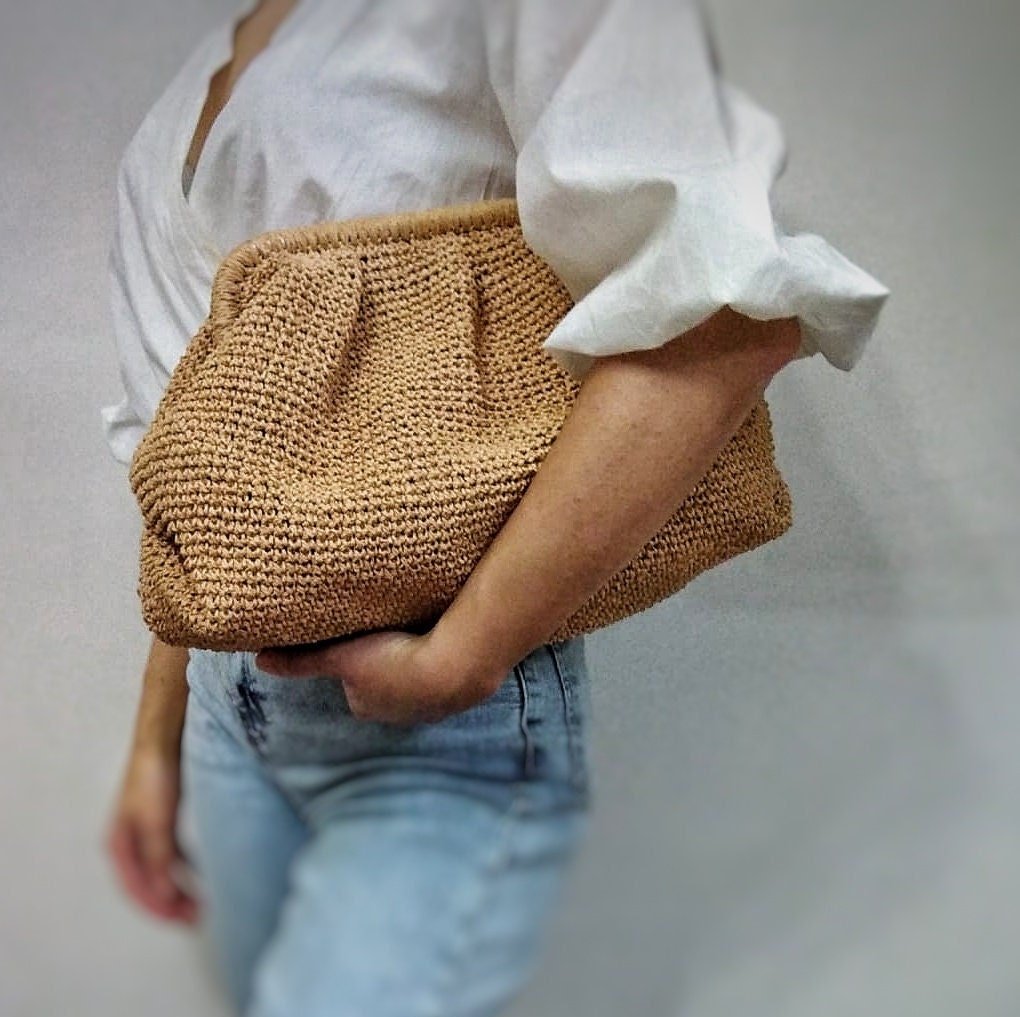 Raffia Crochet Clutch - Handmade Evening Purse - THERAFFIAYSL