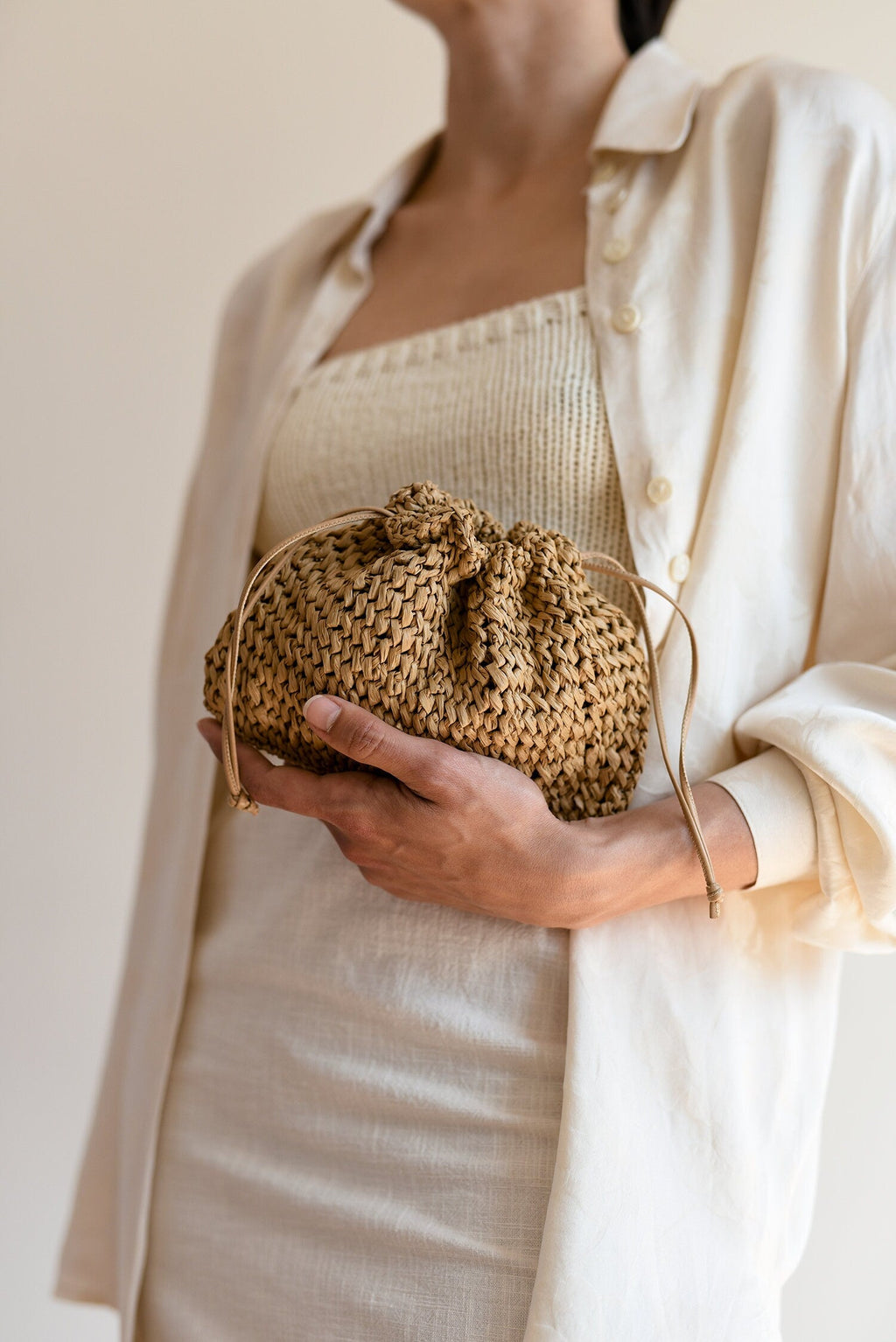 Raffia Pouch Bag - Crochet Crossbody Mini Wrist Bag - THERAFFIAYSL