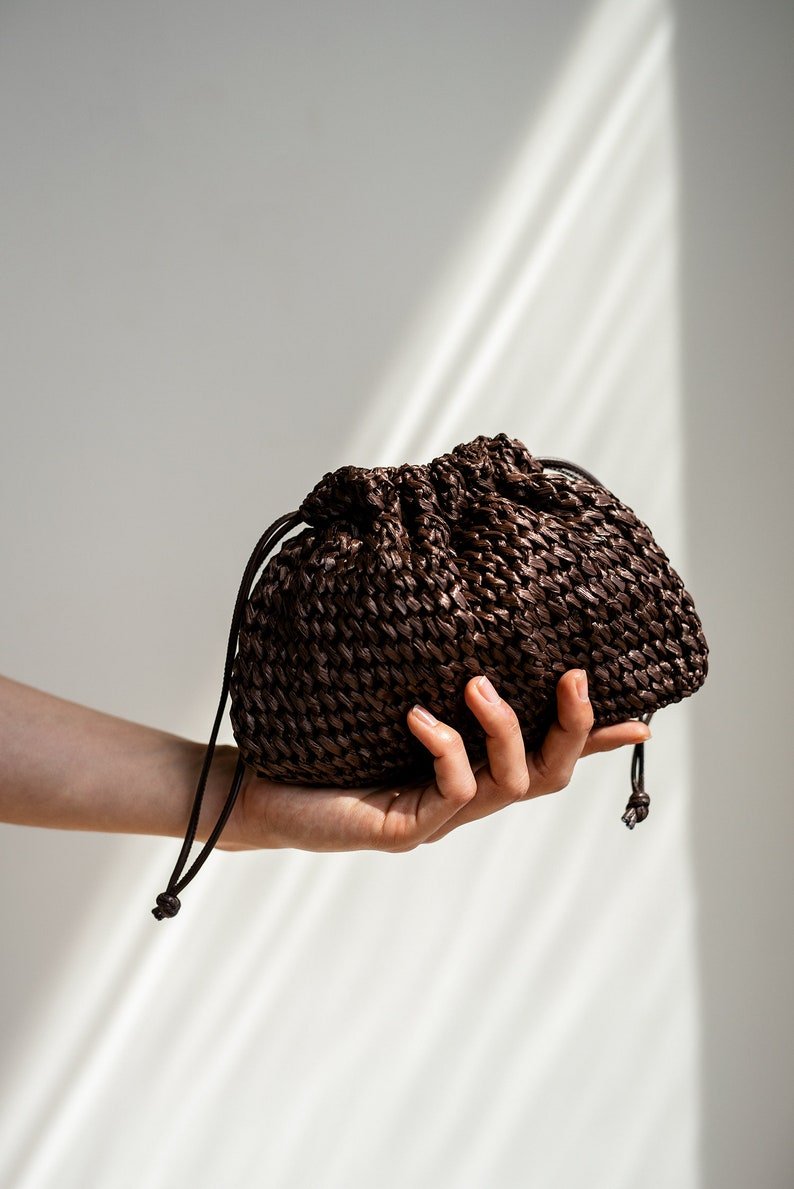 Raffia Pouch Bag - Crochet Crossbody Mini Wrist Bag - THERAFFIAYSL