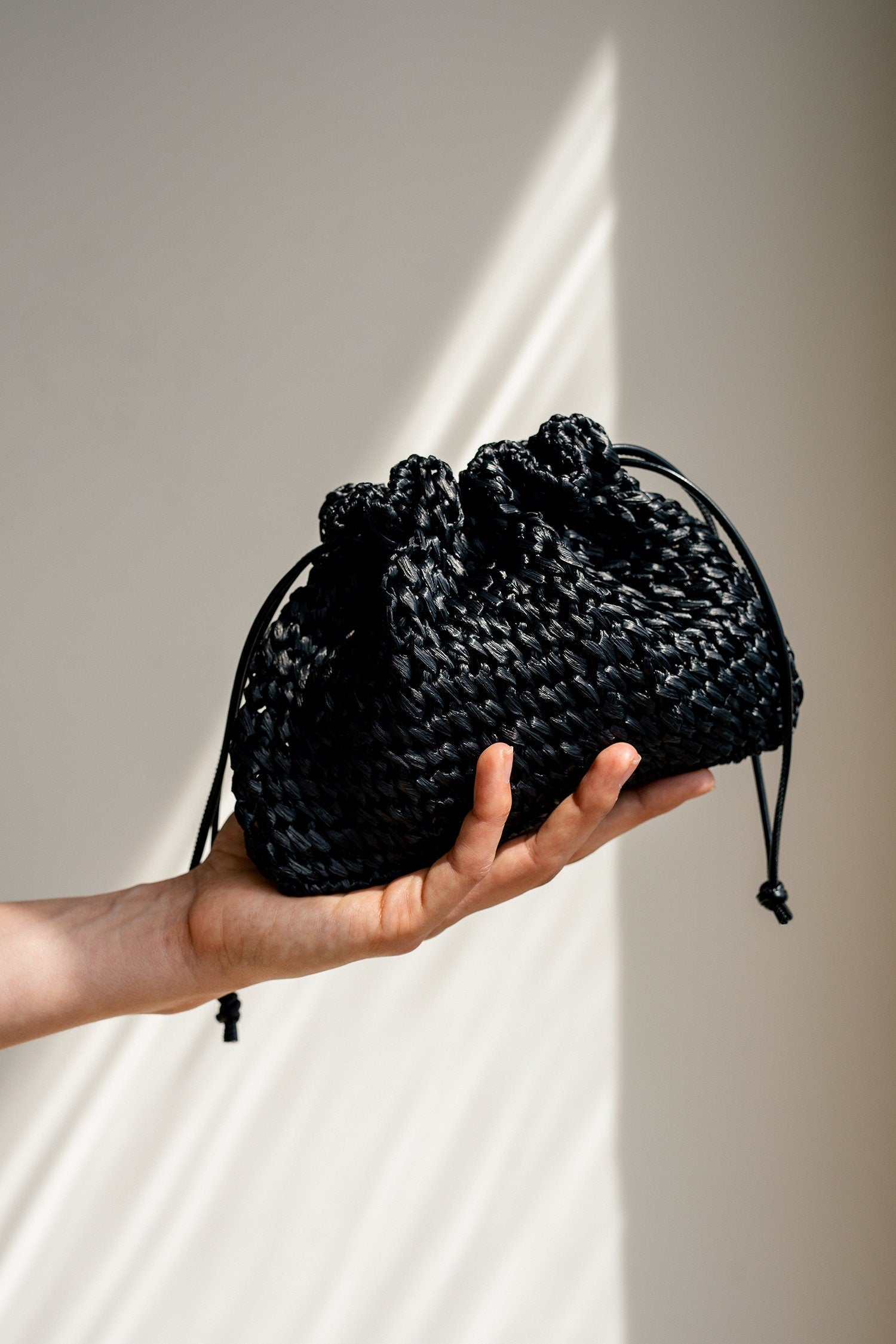 Raffia Pouch Bag - Crochet Crossbody Mini Wrist Bag - THERAFFIAYSL