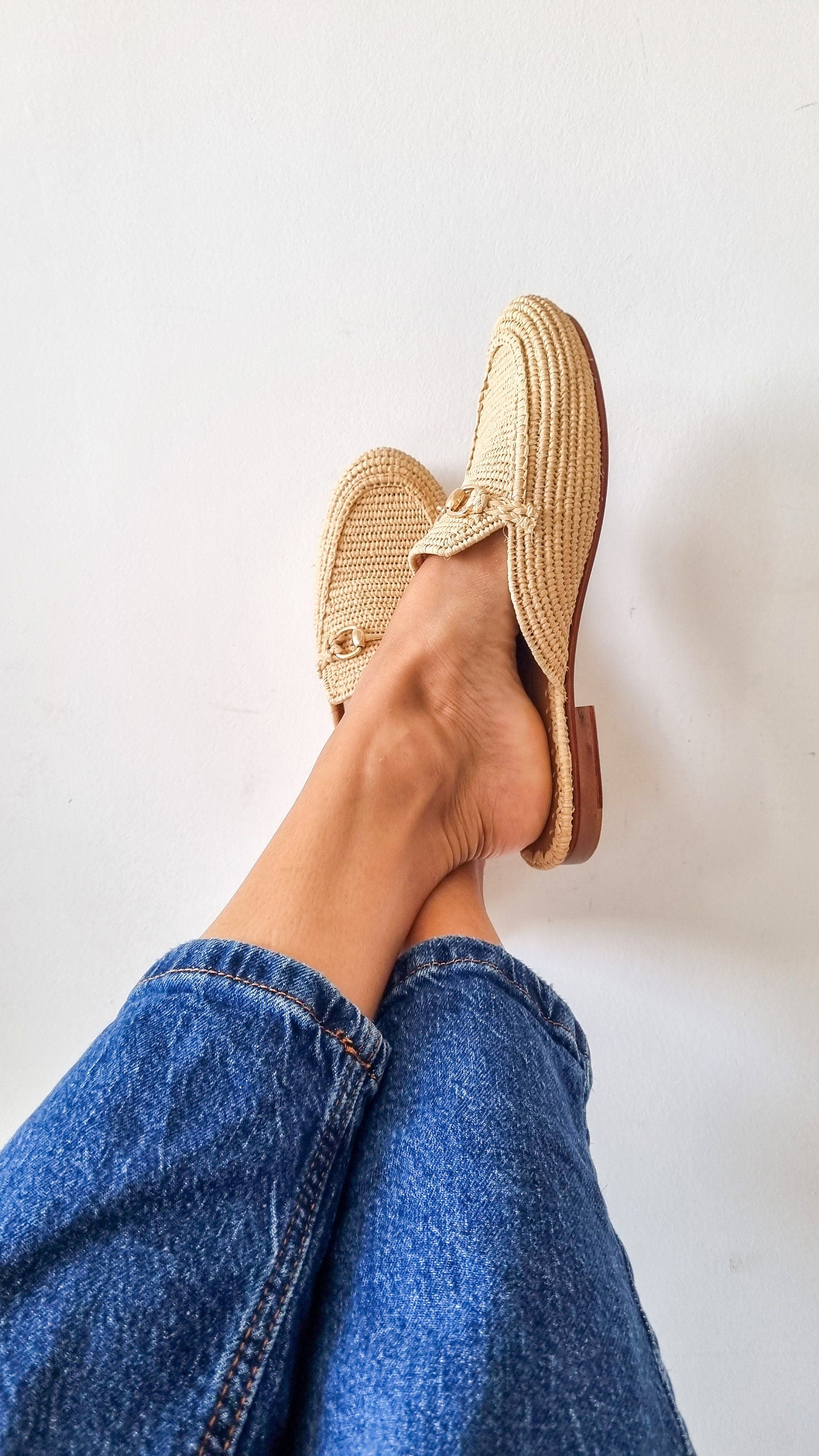 Raffia Slides - Handmade flats Babouch - THERAFFIAYSL