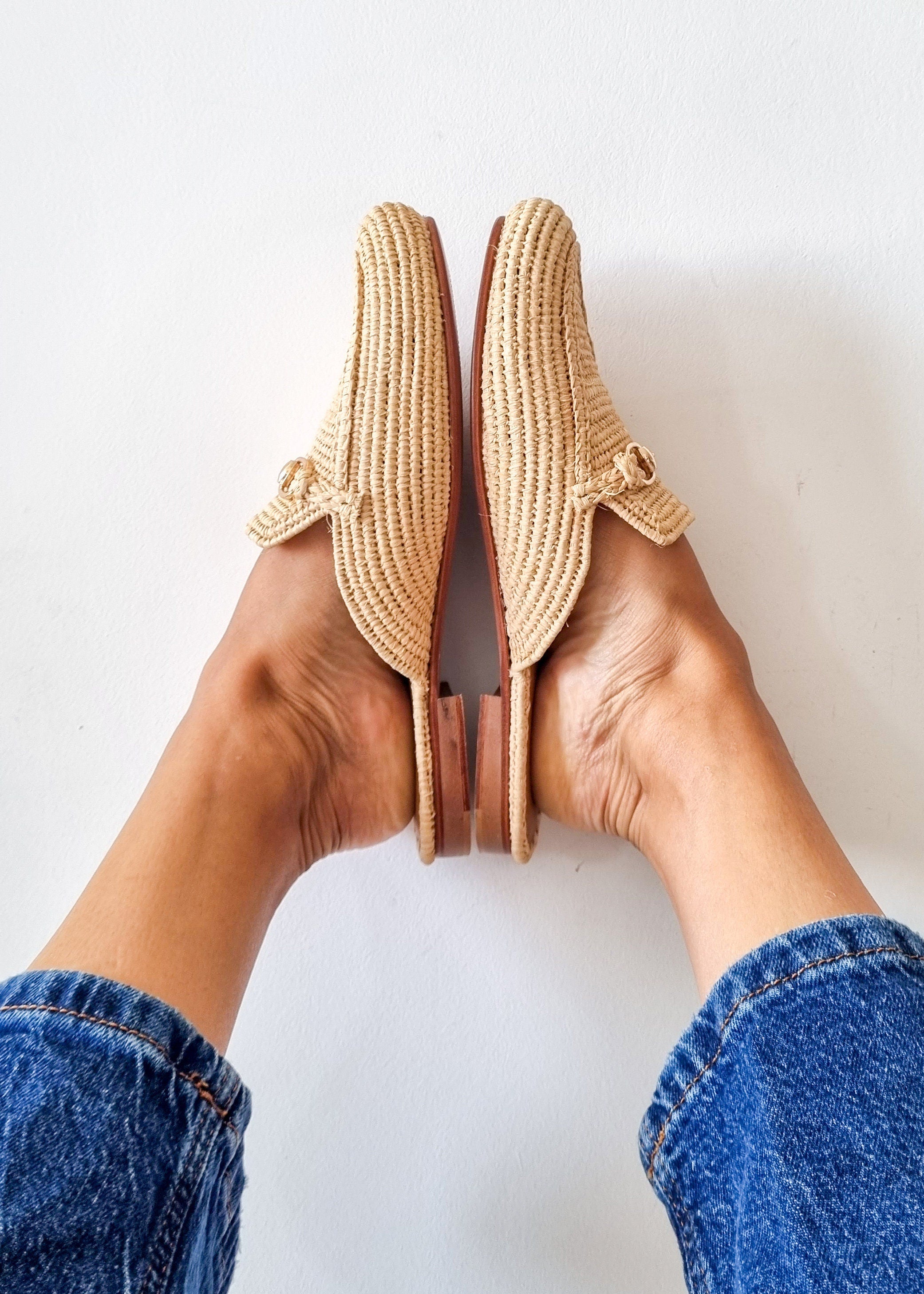 Raffia Slides - Handmade flats Babouch - THERAFFIAYSL