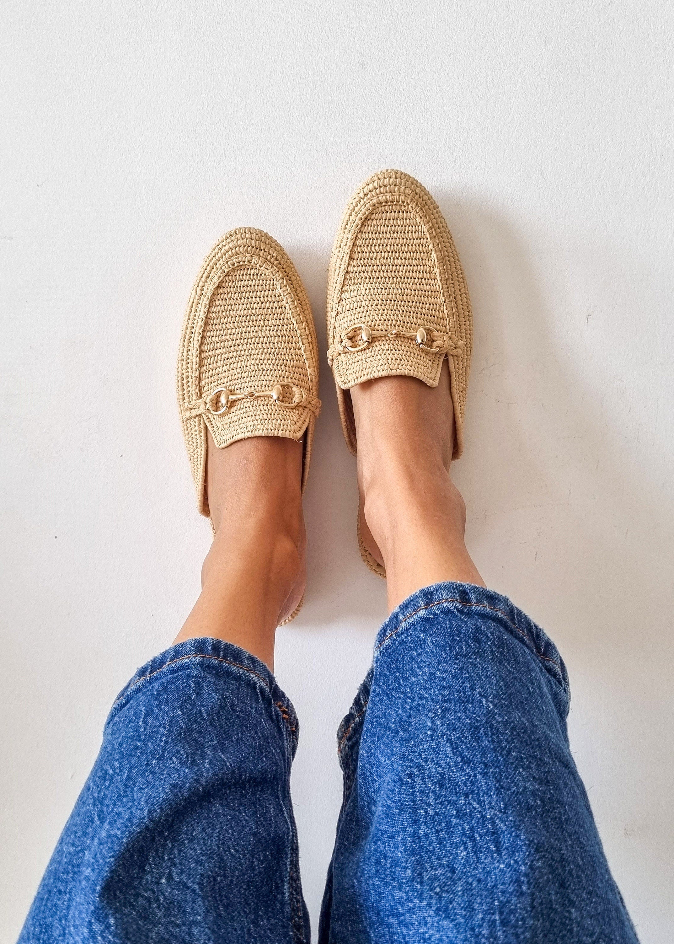 Raffia Slides - Handmade flats Babouch - THERAFFIAYSL