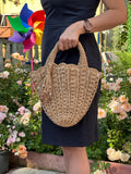 Shell Shaped Raffia Clutch - Vegan Leather Pouch - THERAFFIAYSL
