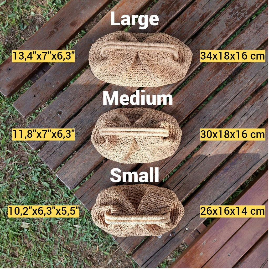 Striped Straw Raffia Clutch - Summer Woven Pouch - THERAFFIAYSL