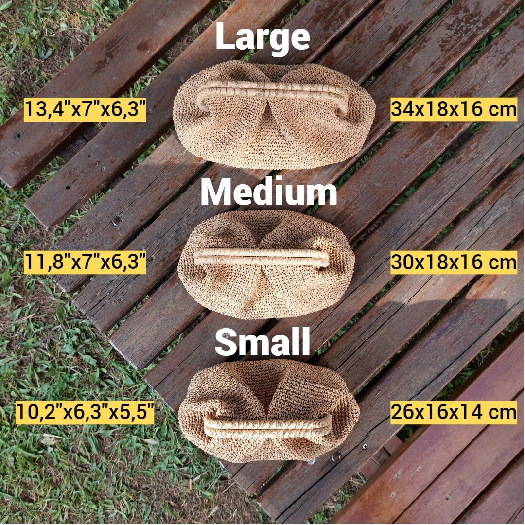 Striped Straw Raffia Clutch - Summer Woven Pouch - THERAFFIAYSL