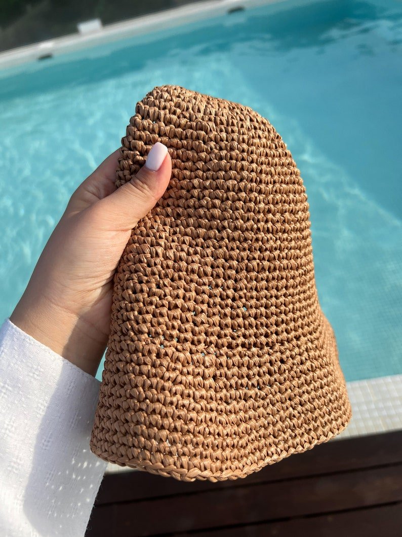 Wide Brim Raffia Sun Hat - Handmade Straw Beach Hat - THERAFFIAYSL